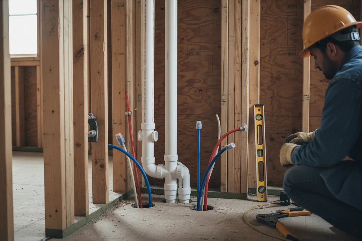 Drain and supply rough-in during Leak Detection in Maywood