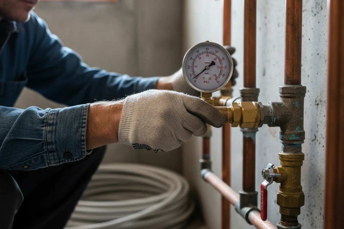 Pressure testing a repaired line during Water Line Repair in Maywood